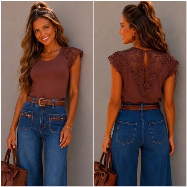 T-shirt bruin kant rug