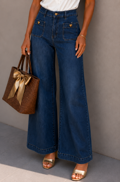 Jeans hartjes gold wide leg 