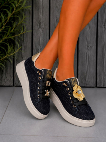 Sneaker zwart & fantasie 