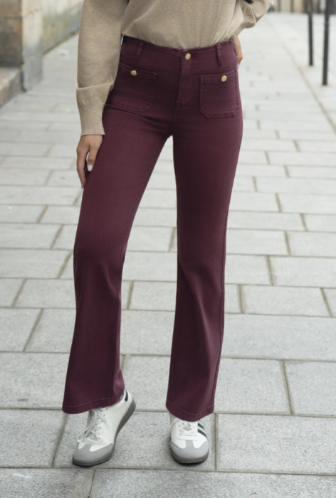 Broek Bordeaux Wide leg zakjes 