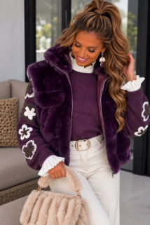 Gillet teddy aubergine