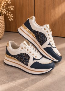 Sneacker blauw gold
