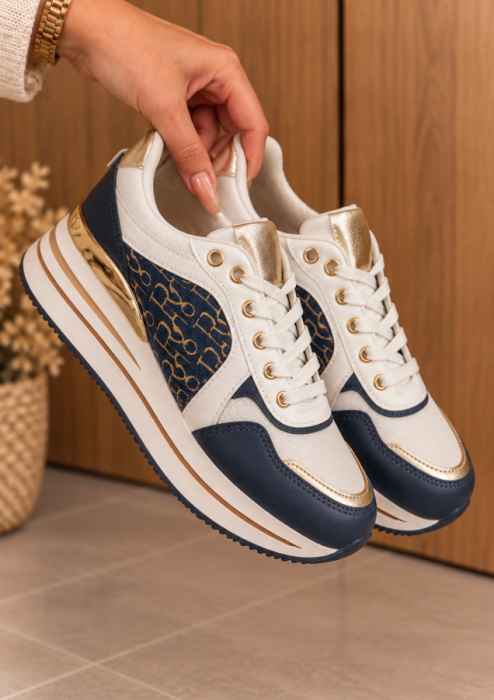 Sneacker blauw gold