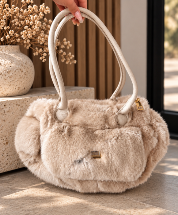 Handtas creme teddy