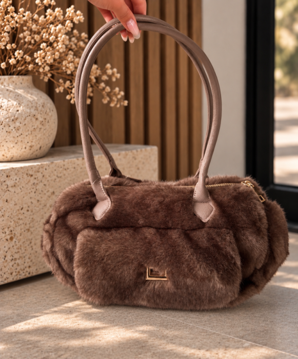 Handtas taupe teddy