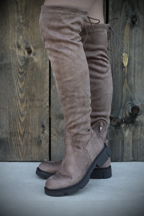 Long boots taupe