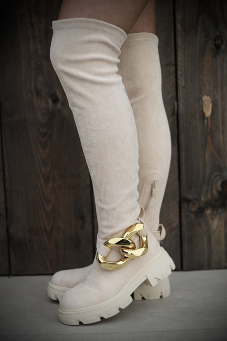 Long Boots creme / collier