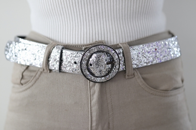 Ladies silver glitter belts online