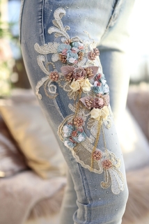 Jeans Flowers strass