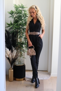 Jumpsuit zwart kant